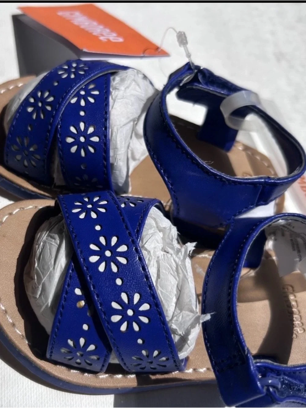 Gymboree Cobalt Blue Cut-Out Mosaic Flower Toddler Sandals Size 5